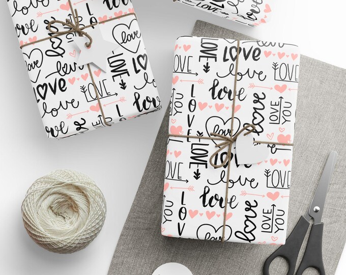 Valentines Day Gift Wrap, Valentine Gift Wrap, Love You Wrapping Paper, Cute Valentine Wrap, Sweetheart Gift Wrap, Love Gift Wrap