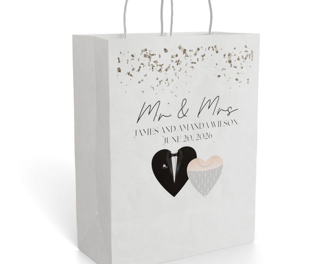 Personalized Wedding Gift Bag | Custom Mr. & Mrs. Name Favor Bag