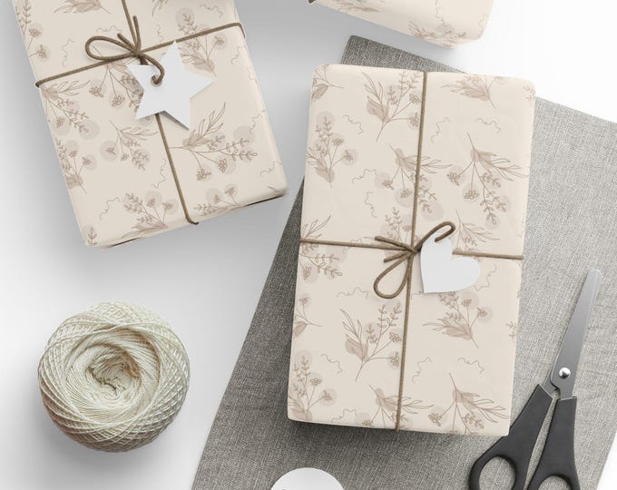 Floral Wrapping Papers, Wedding Gift Wrap, Minimalist Floral Roll, Gift Wrapping, Paper Sheets, Gift Packaging