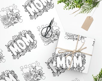 Mother's Day Colouring Gift Wrap, Colouring Gift Wrap for Mom, Gift Wrap for Mother's Day, Mother's Day Wrapping Paper Roll