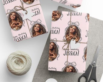 Custom Photo Birthday Wrapping Paper, Personalized Gift Wrap