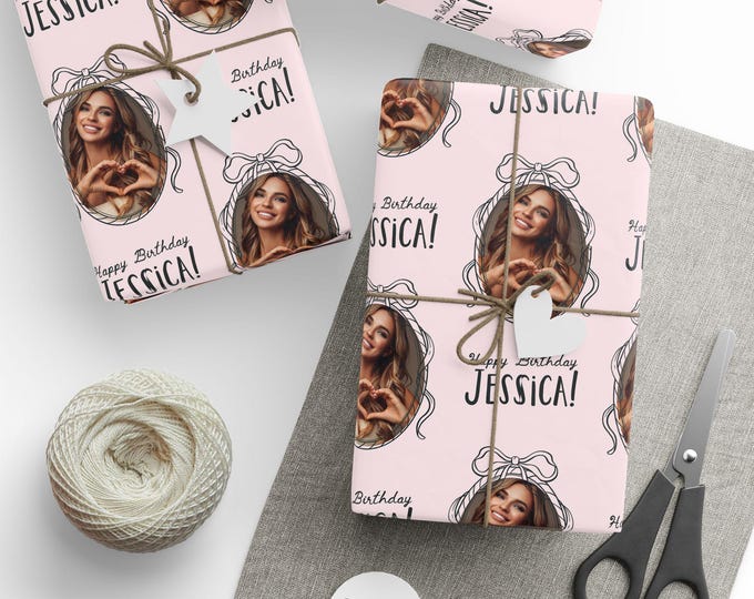 Custom Photo Birthday Wrapping Paper, Personalized Gift Wrap