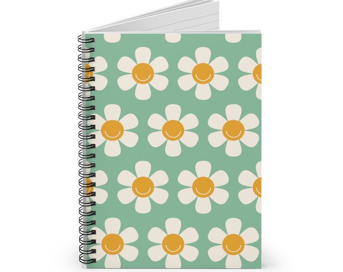 Spiral Notebook, Ruled Line, Spiral Journal, Groovy Floral, Flower Power, Floral Pattern Journal, Stationery, School Supplies