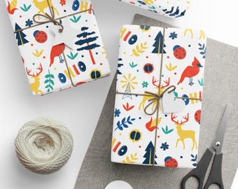 Ohio State Gift Wrap: Folk Art Scandinavian Style Wrapping Paper