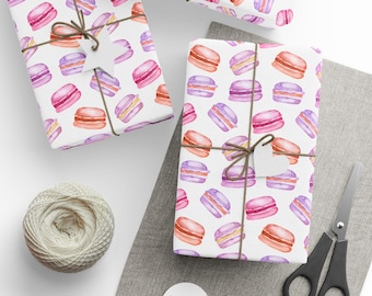 French Macarons Gift Wrap: Parisian Pastry Paper Roll