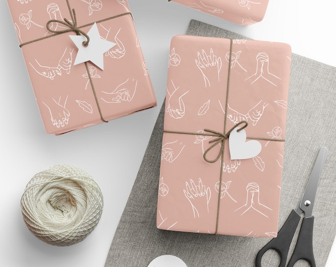Wedding Celebration Gift Wrap, Pink Floral Gift Wrap for Wedding, Wedding Gift Wrap, Minimalist Wedding Gift Wrap