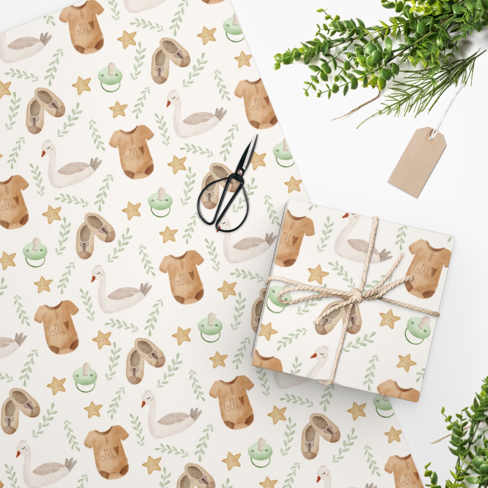 Watercolour Gift Wrap, Baby Shower Gift Wrap, Newborn Baby Gift Wrap