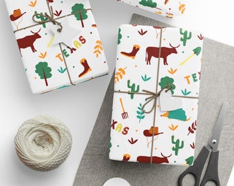 Texas State Wrapping Paper: Folk Art Scandinavian Style
