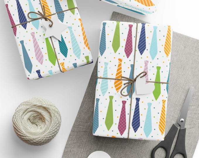 Colorful Tie Pattern Wrapping Paper | Father's Day Gift Wrap