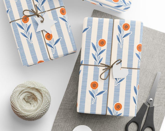 Charming Floral Wrapping Paper, Gift Wrap for Special Occasions, Eco-Friendly, Birthday Gift Wrap, Premium Gift Wrap, Special Occasion