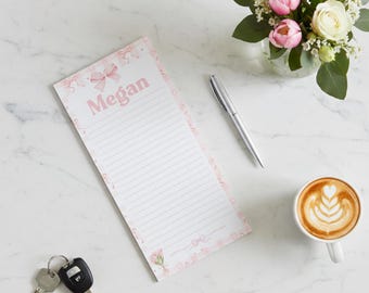 Personalized Magnetic Notepad, Custom Name Grocery List Pad, Fridge Shopping List