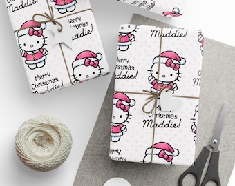 Hello Kitty Merry Christmas Wrapping Paper | Personalized Holiday Gift Wrap