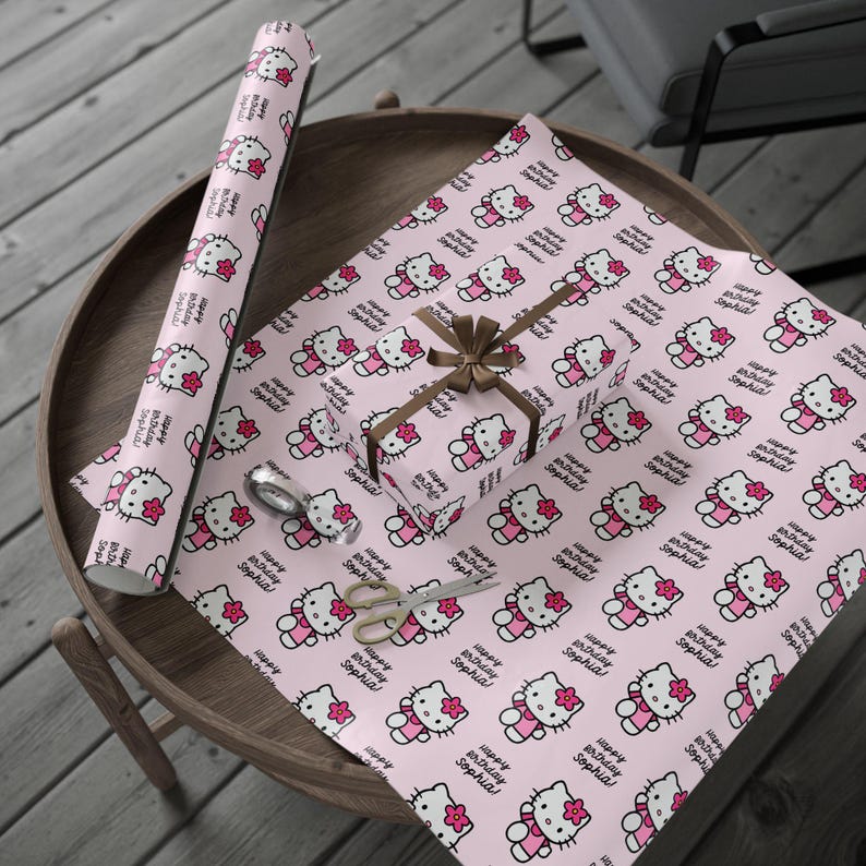 Personalized Hello Kitty Birthday Gift Wrapping Paper image 4