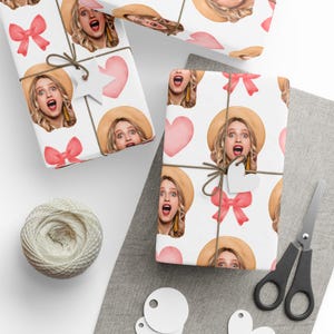 Custom Photo Gift Wrap, Coquette Gift Wrap, Valentine&#39;s Day Gift Wrap, Birthday Wrapping Paper, Cute Gift Packaging, Premium Gift Wrap