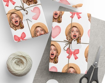 Custom Photo Gift Wrap, Coquette Gift Wrap, Valentine's Day Gift Wrap, Birthday Wrapping Paper, Cute Gift Packaging, Premium Gift Wrap