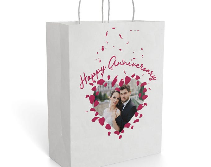 Personalized Anniversary Photo Gift Bag | Custom Couple Keepsake Bag