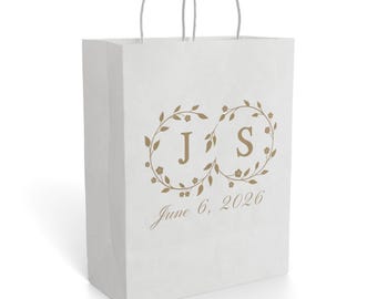 Personalized Wedding Paper Gift Bag | Custom Monogram Wedding Gift Bag