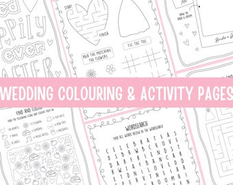 Wedding Coloring Activity Book for Kids | Printable Games (Instant Download PDF)