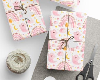 Pink Halloween Gift Wrap, Halloween Gift Wrap, Pink Gift Wrap, Halloween Birthday Gift Wrap, Celebration Gift Wrap, Premium Gift Wrap