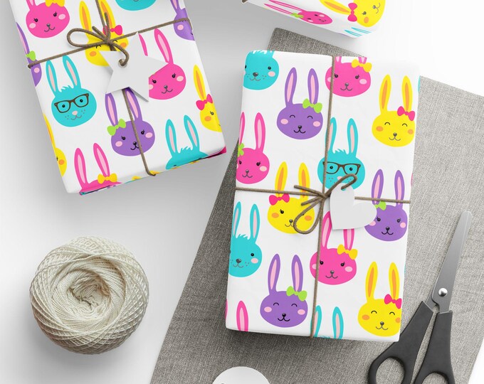 Easter Wrapping Paper, Bunny Gift Wrap, Happy Easter Decor, Cute Easter Bunny Paper, Easter Gift Wrap Set, Easter Egg Wrap