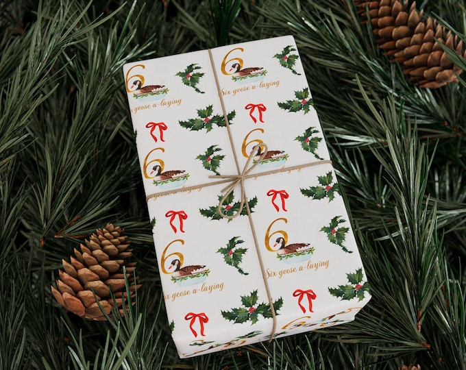 Twelve Days of Christmas Gift Wrap: Sixth Day Whimsical Design