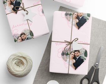 Anniversary Wrapping Paper, Personalized Wedding Anniversary Gift Wrap, Custom Photo - Celebrate Love, Special Occasion Present