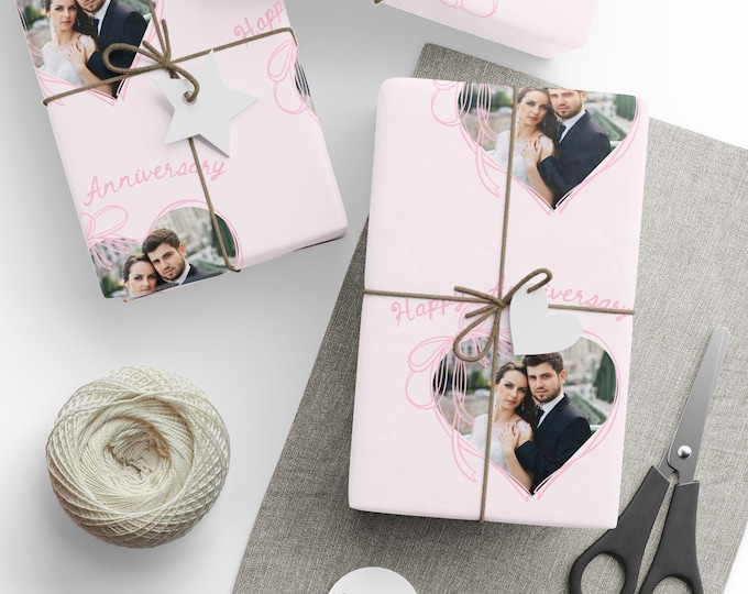 Anniversary Wrapping Paper, Personalized Wedding Anniversary Gift Wrap, Custom Photo - Celebrate Love, Special Occasion Present