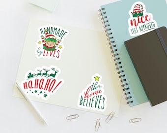 Christmas Sticker Sheets, Die-Cut Stickers, Holiday Stickers, Christmas Stickers, Christmas Labels