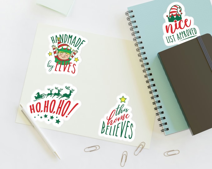 Christmas Sticker Sheets, Die-Cut Stickers, Holiday Stickers, Christmas Stickers, Christmas Labels