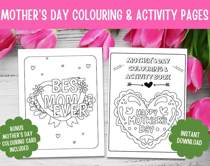 Mother's Day Coloring Activity Book, Kids Printable Pages (Digital Download)