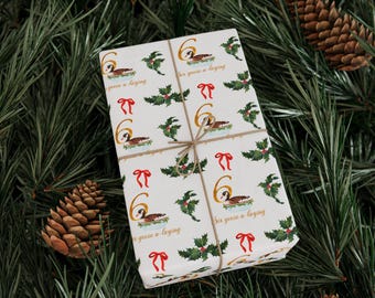 Twelve Days of Christmas Gift Wrapping Paper: Sixth Day Gift Wrap