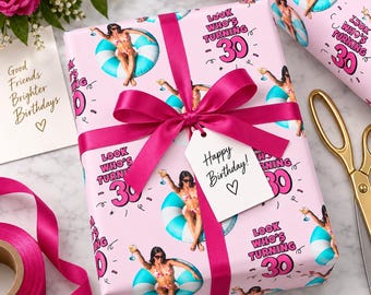 Custom Photo Birthday Wrapping Paper, Personalized Gift Wrap Roll (90 gsm)