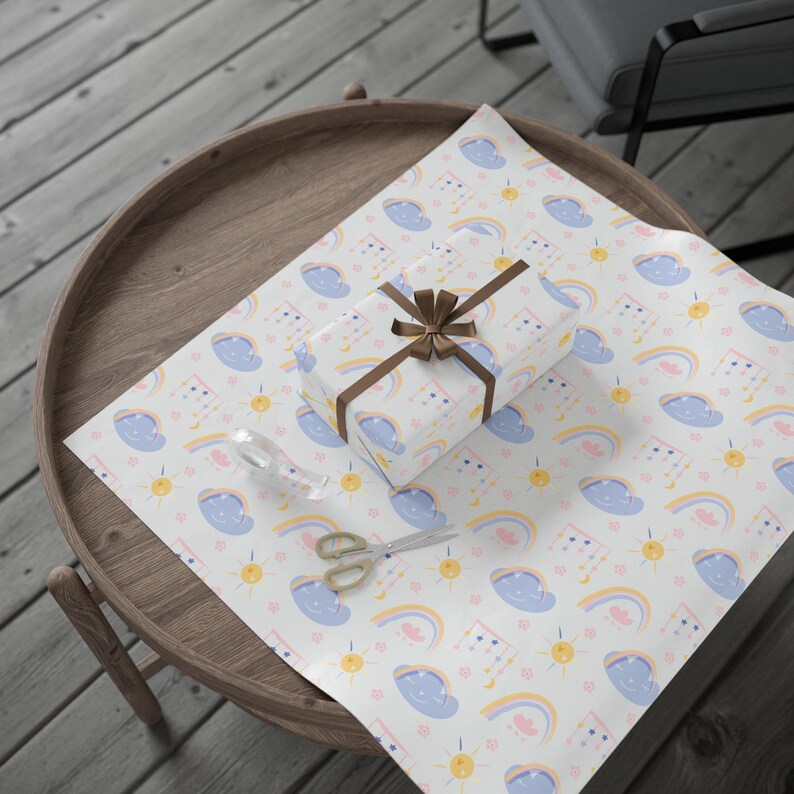 Rainbow Baby Gift Wrap, Newborn Gift Wrap, 90gsm Art Paper image 3
