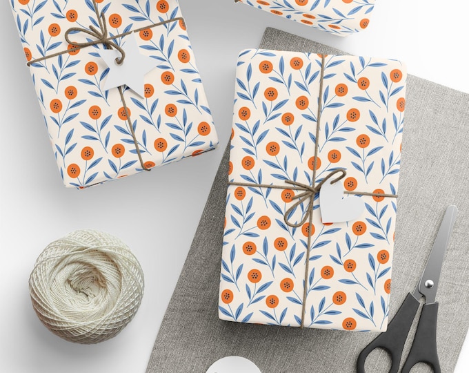 Whimsical Floral Wrapping Paper for Gifts, Eco-Friendly Gift Wrap, Unique Party Supplies, Birthday, Holiday, Baby Shower