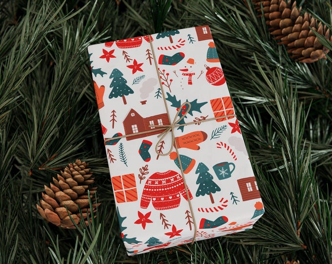 Christmas Gift Wrap, Winter Holiday Gift Wrap, Christmas Wrapping Paper Roll, Winter Wonderland Gift Wrap, Festive Gift Wrap, Premium Paper