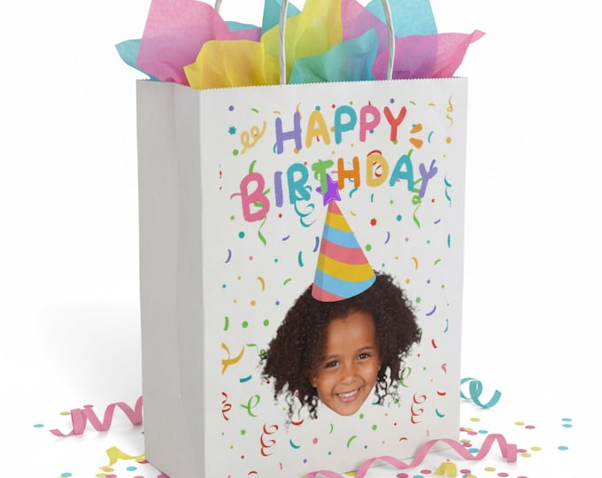 Personalized Photo Birthday Gift Bag | Custom Paper Favor Bag