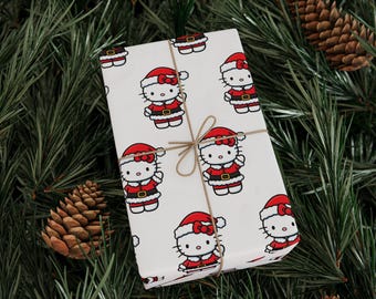 Christmas Wrapping Paper, Hello Kitty Santa Gift Wrap, Cute Hello Kitty Gift Wrap Roll, Christmas Hello Kitty Wrapping Paper Roll