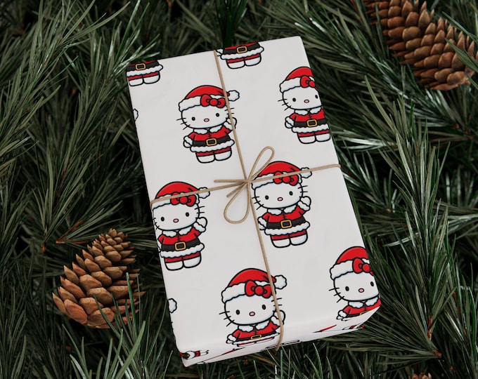 Christmas Wrapping Paper, Hello Kitty Santa Gift Wrap, Cute Hello Kitty Gift Wrap Roll, Christmas Hello Kitty Wrapping Paper Roll