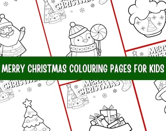 Christmas Coloring Pages for Kids, Holiday Activity (Instant Download)