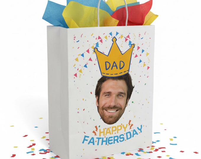 Personalized Father's Day Gift Bag | Custom Photo, Crown Design