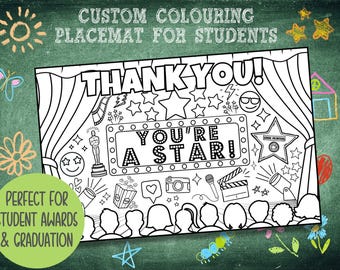 Custom Coloring Placemat for Student Awards (Digital Download)