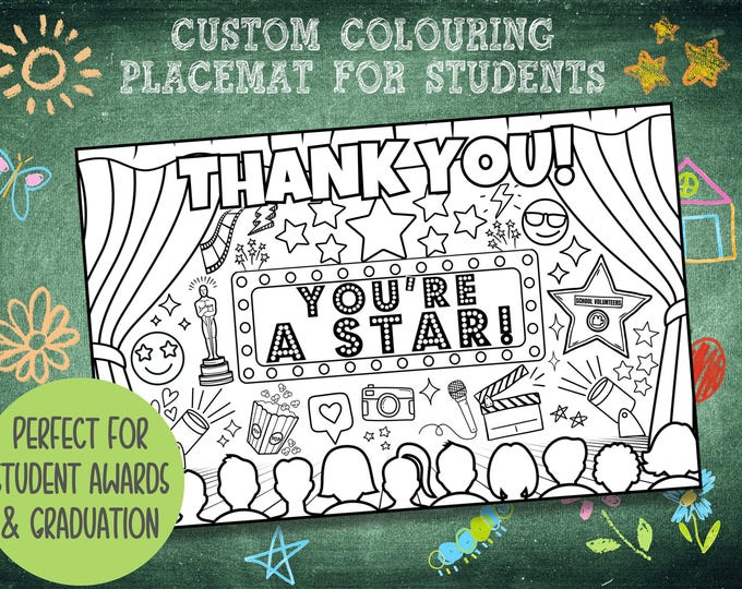 Custom Coloring Placemat for Student Awards (Digital Download)
