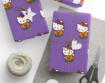 Halloween Hello Kitty Pumpkin Purple Gift Wrap