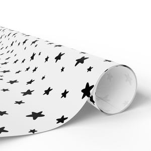 Black Stars Gloss Wrapping Paper, 90 GSM image 5