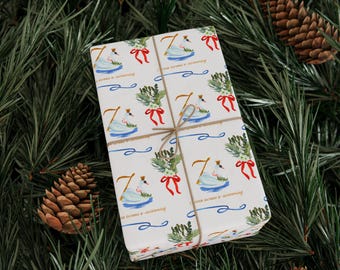 Twelve Days of Christmas Gift Wrapping Paper: Seventh Day Design