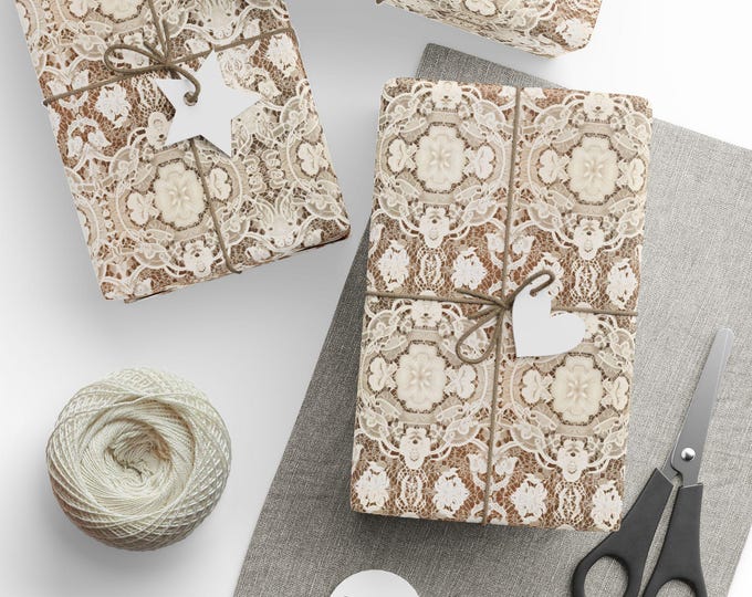 Vintage Lace Gift Wrap, Floral Lace Gift Wrap, Wedding Gift Wrap, Gift Wrap for Wedding, Wedding Lace Gift Wrap, Wrapping Paper Roll