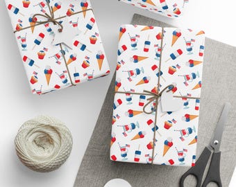4th of July Celebration Wrapping Paper, Red White and Blue Gift Wrap, Independence Day Gift Wrap, 4th of July Gift Wrap, Wrapping Paper Ro