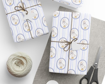 Silly Goose Gift Wrap: Pretty Blue Baby Shower Wrapping Paper