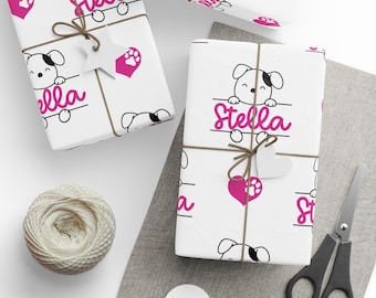 Custom Pet Name Wrapping Paper, Cute Puppy Gift Wrap, Dog Lovers Gift Wrap, Pet  Birthday Gift Wrap, Celebration Gift Wrap