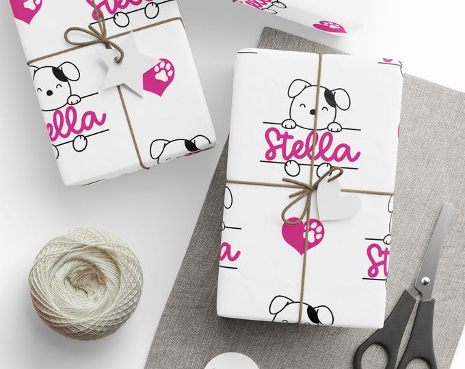 Custom Pet Name Wrapping Paper, Cute Puppy Gift Wrap, Dog Lovers Gift Wrap, Pet  Birthday Gift Wrap, Celebration Gift Wrap